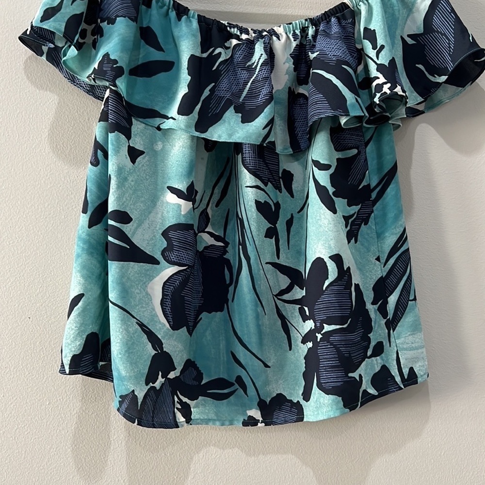 Maeve Anthropogie Off the Shoulder Tropical Print Top size S - Picture 4 of 9